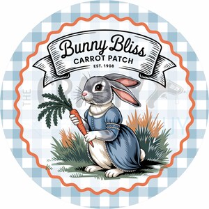 Bunny Bliss morotsland påsk rund skylt