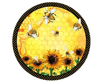 Signe de couronne de tournesol d'abeille, signe de peigne de miel, signe de couronne de ferme, signe de couronne de pois, collecteur d'abeille, collecteur de tournesol, signe d'abeille de bricolage