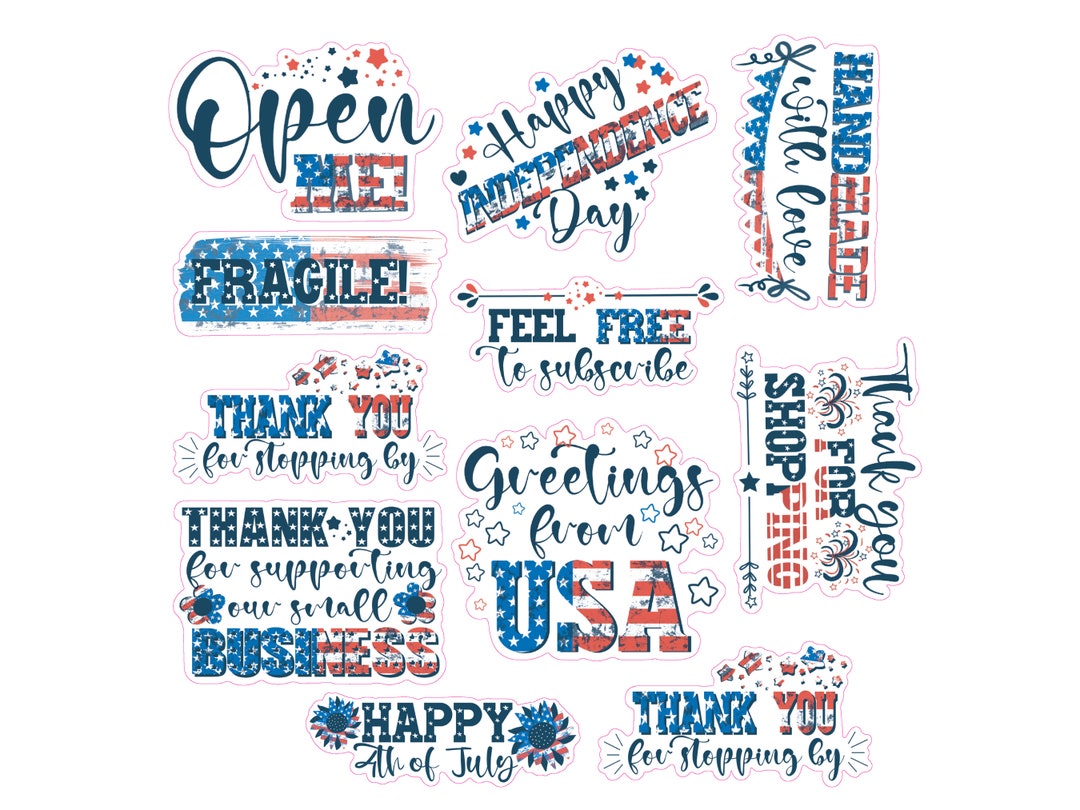 Distressed Patriotic Shipping Stickers, 4th of July Box Stickers, USA
