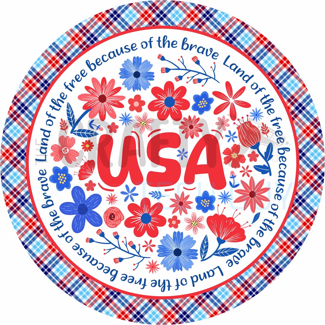 USA Floral Patriotic Round Sign - Etsy