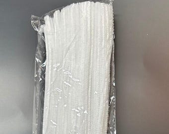 12" white chenille stem for wreath making, 12inch white pipe cleaner for crafting, 100 per pack
