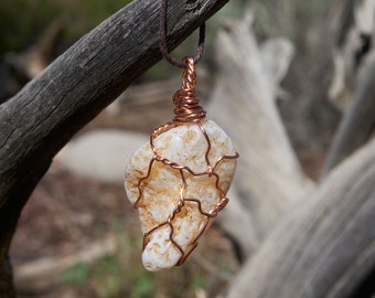 Handmade Copper Wire Wrapped Agate Pendant