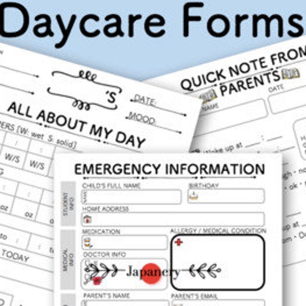 Daycare Administration Forms/ Editable/Pdf/ Microsoft Word/ Easy to use/ Printable
