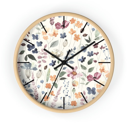 Horloge murale fleurs sauvages