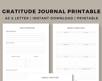 Gratitude Journal Printable | Mindfulness Journal | Daily Gratitude Journal Printable