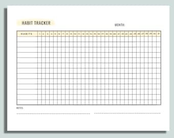 31 Day Habit Tracker Printable | PDF Monthly Tracker