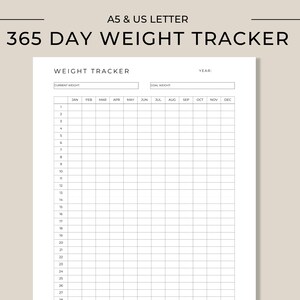 365 Day Weight Tracker Printable