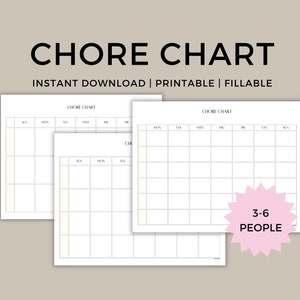 Family Chore Chart, Weekly Chore Chart, Editable Chore Chart Printable