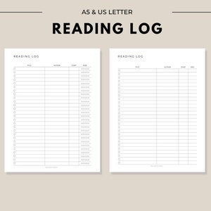 Reading Tracker Printable, Reading Log Printable