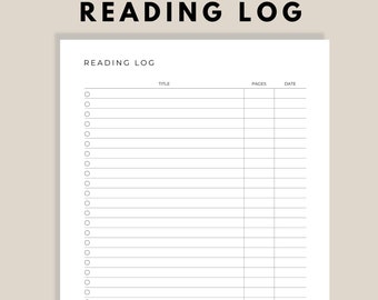 Minimalist Reading Log Printable, US Letter, A5 (PDF Download)