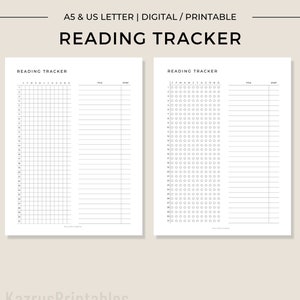 Reading Tracker Printable, Reading Log Printable