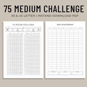 75 Medium Tracker, 75 Medium Challenge, Body Measurement Tracker, 75 Medium Printable, 75 Day Challenge Printable