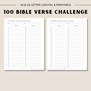 100 Bibelvers Challenge zum Ausdrucken, Bibelleselog