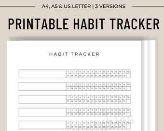 Tracker delle abitudini minimaliste stampabile, formato A4 A5 US Letter (download digitale)