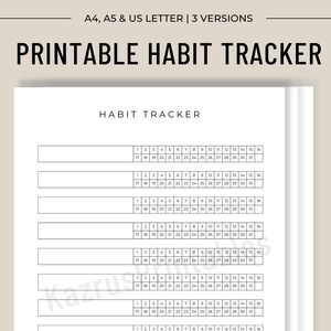 Habit Tracker, Habit Tracker Printable, Yearly Habit Tracker