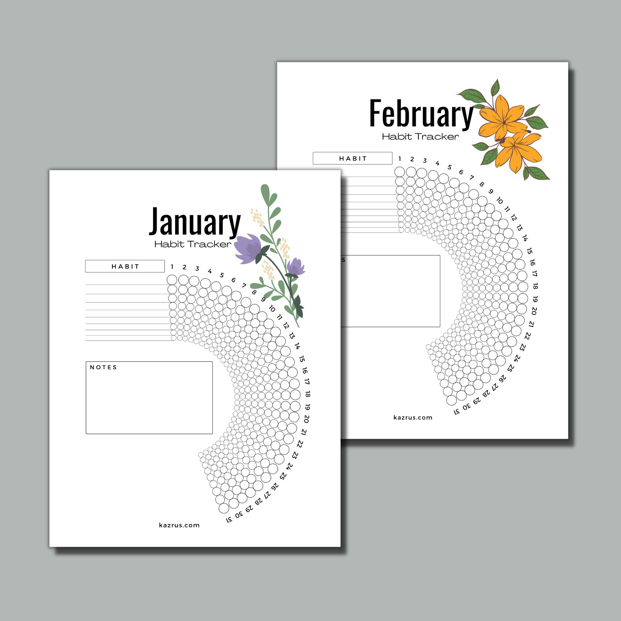 Monthly Habit Tracker Printable | A5, US Letter (PDF) - Etsy