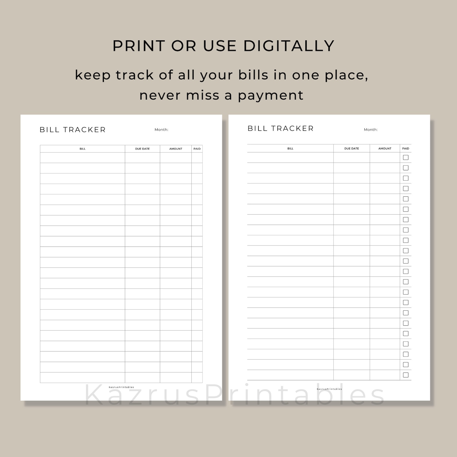 Bill Tracker Printable Bill Payment Tracker Etsy Bill Tracker Printable Bill Payment Tracker Etsy