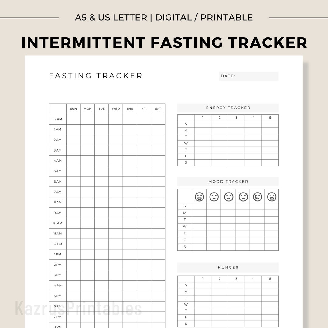 Intermittent Fasting Tracker Template, Fasting Log - Etsy