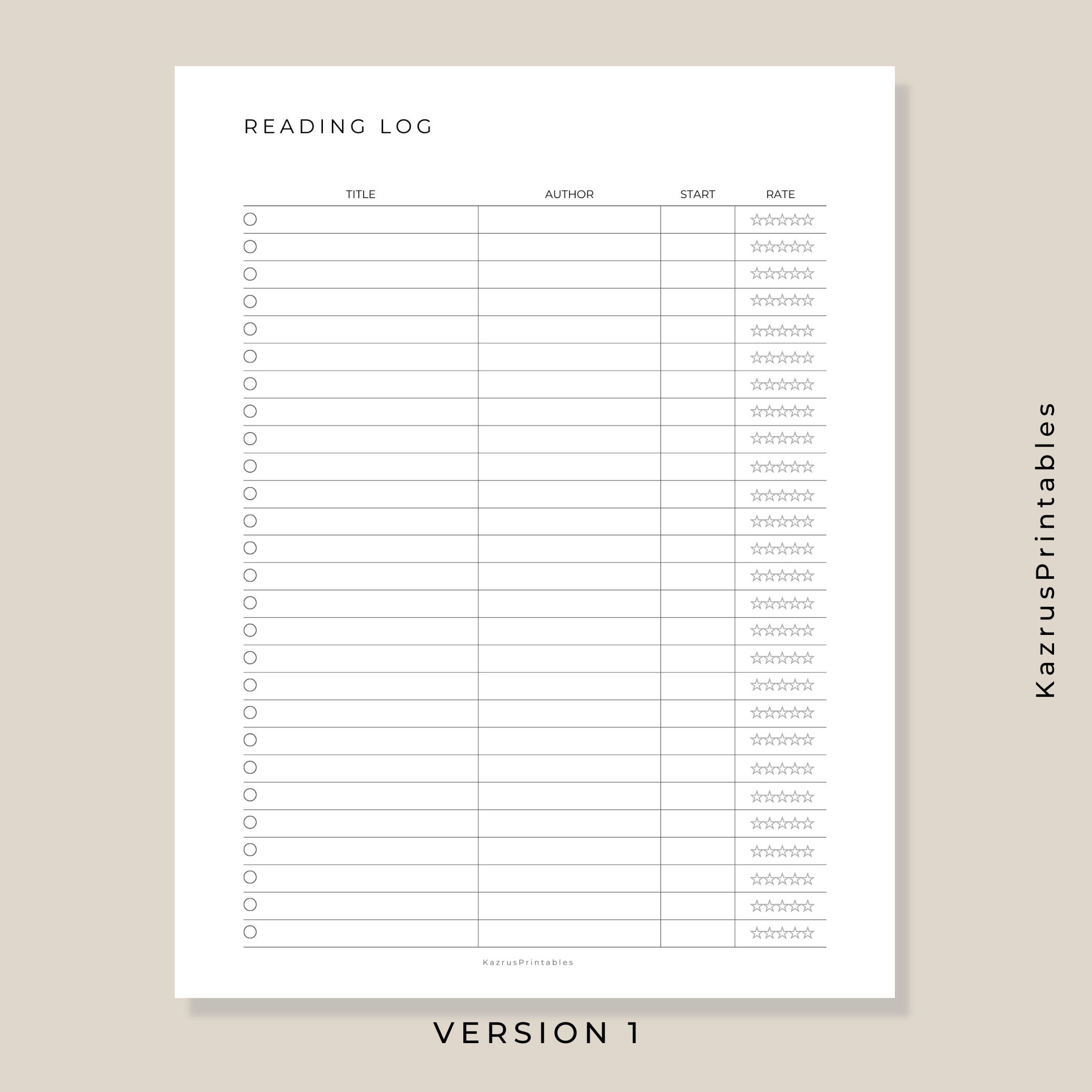 Reading Tracker Printable Reading Log Printable - Etsy