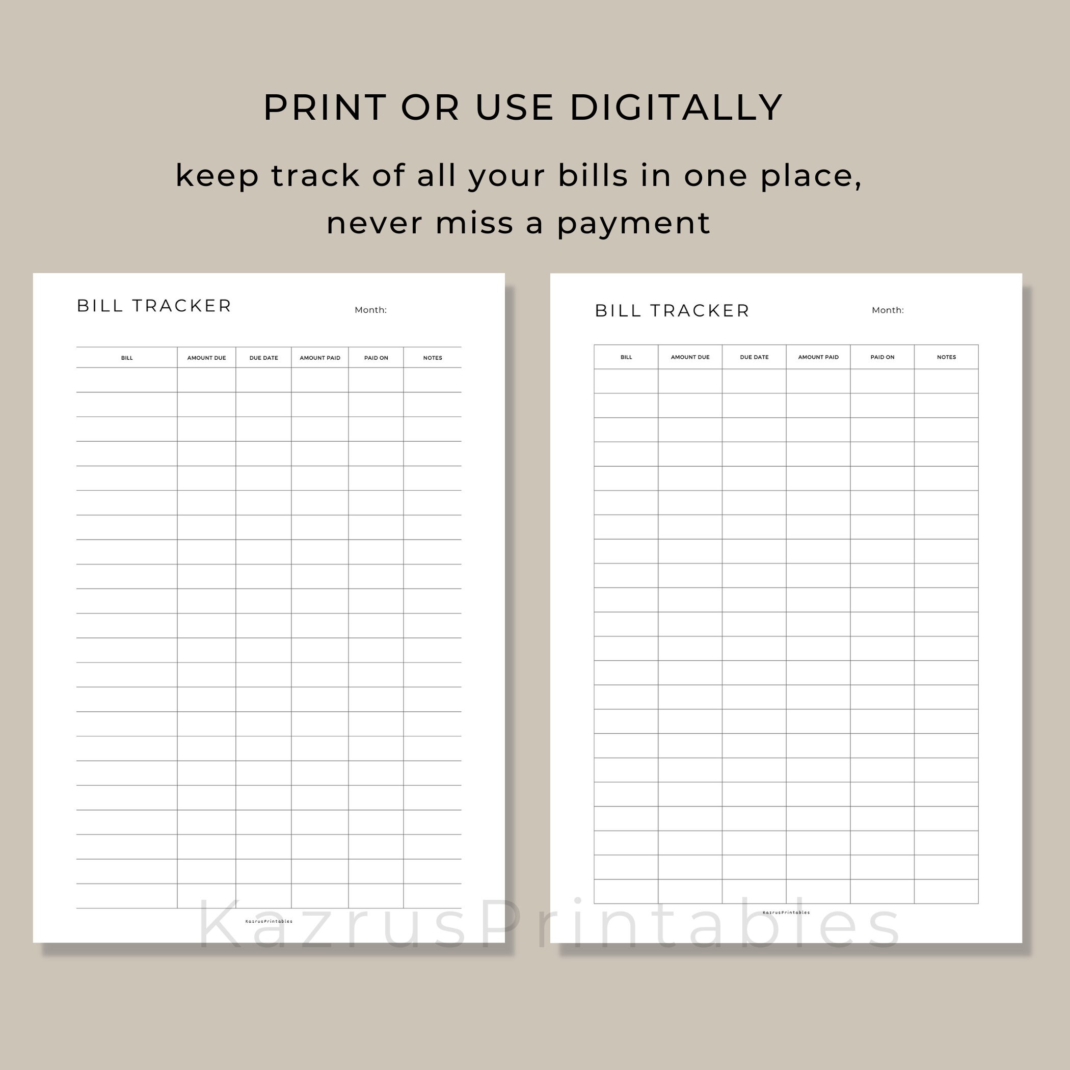 Bill Tracker Template Bill Tracker Printable Bill Payment Tracker Etsy Bill Tracker Template Bill Tracker Printable Bill Payment Tracker Etsy