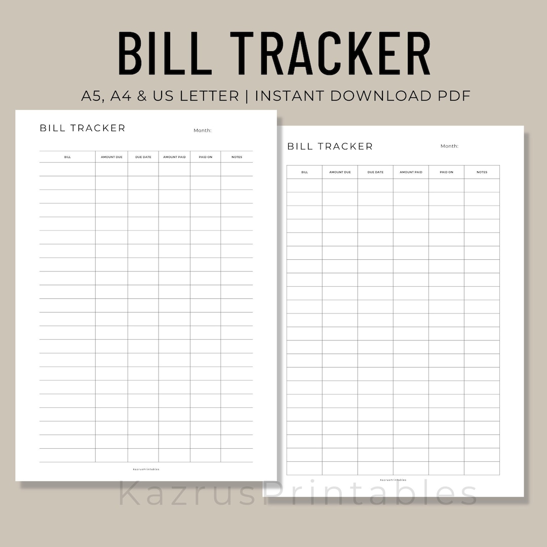 Bill Tracker Template Bill Tracker Printable Bill Payment Tracker Etsy Bill Tracker Template Bill Tracker Printable Bill Payment Tracker Etsy