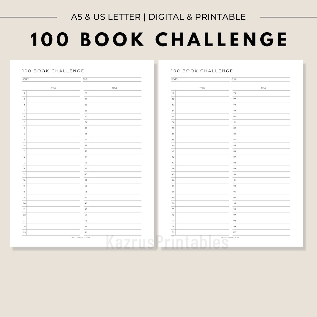100 Book Challenge Printable Reading - Il 1080xN.4992179441 Nij4 