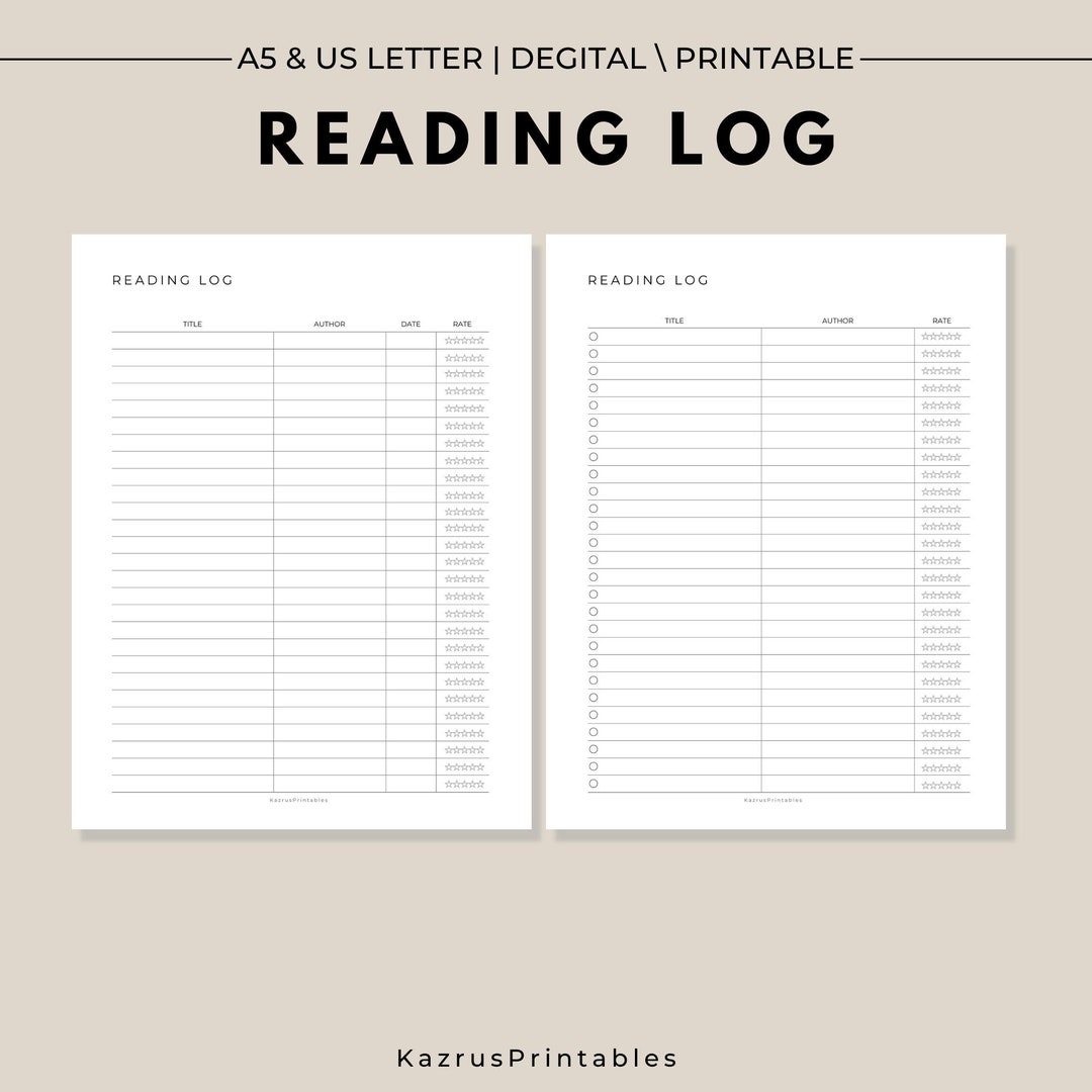 Reading Log Printable, Reading Tracker Printable - Etsy Canada