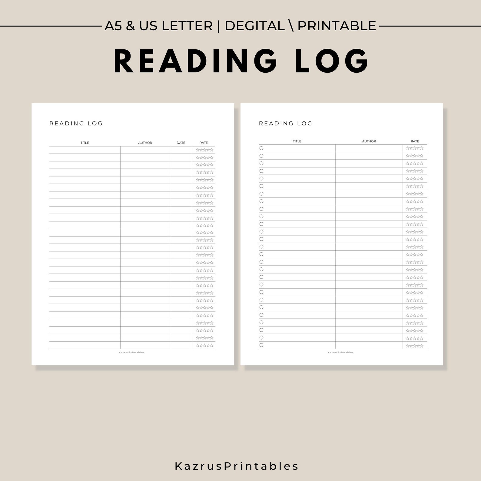 Reading Log Printable, Reading Tracker Printable - Etsy Canada