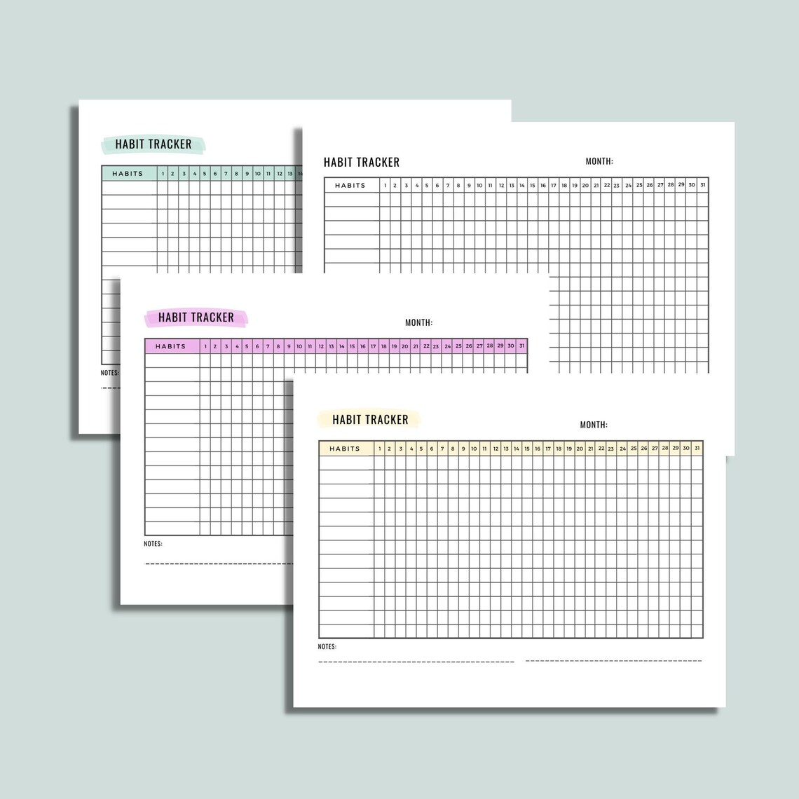 31 Day Habit Tracker Printable PDF Monthly Tracker - Etsy