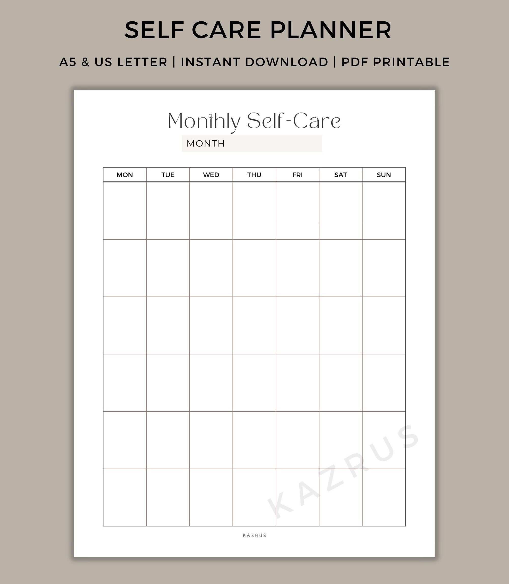 Self Care Planner, Daily Self Care Checklist Printable, Mood Tracker ...