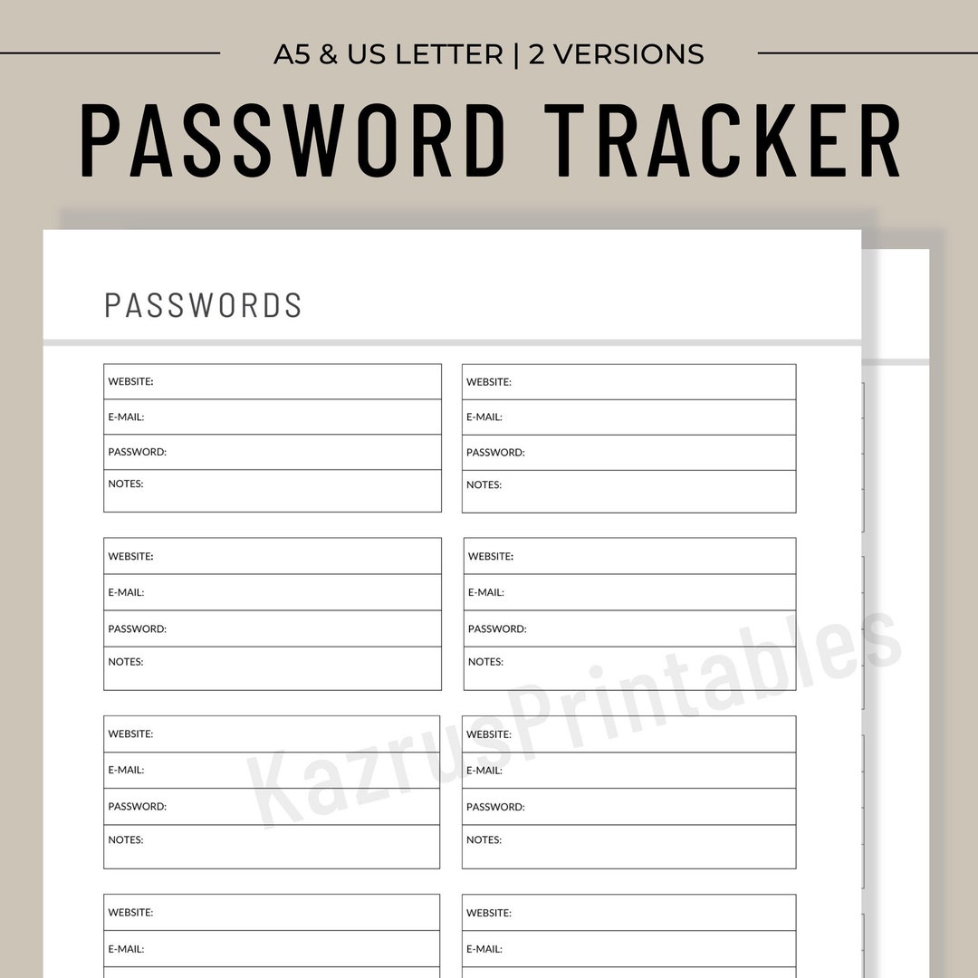 Password Log Password Tracker Printable - Etsy Canada