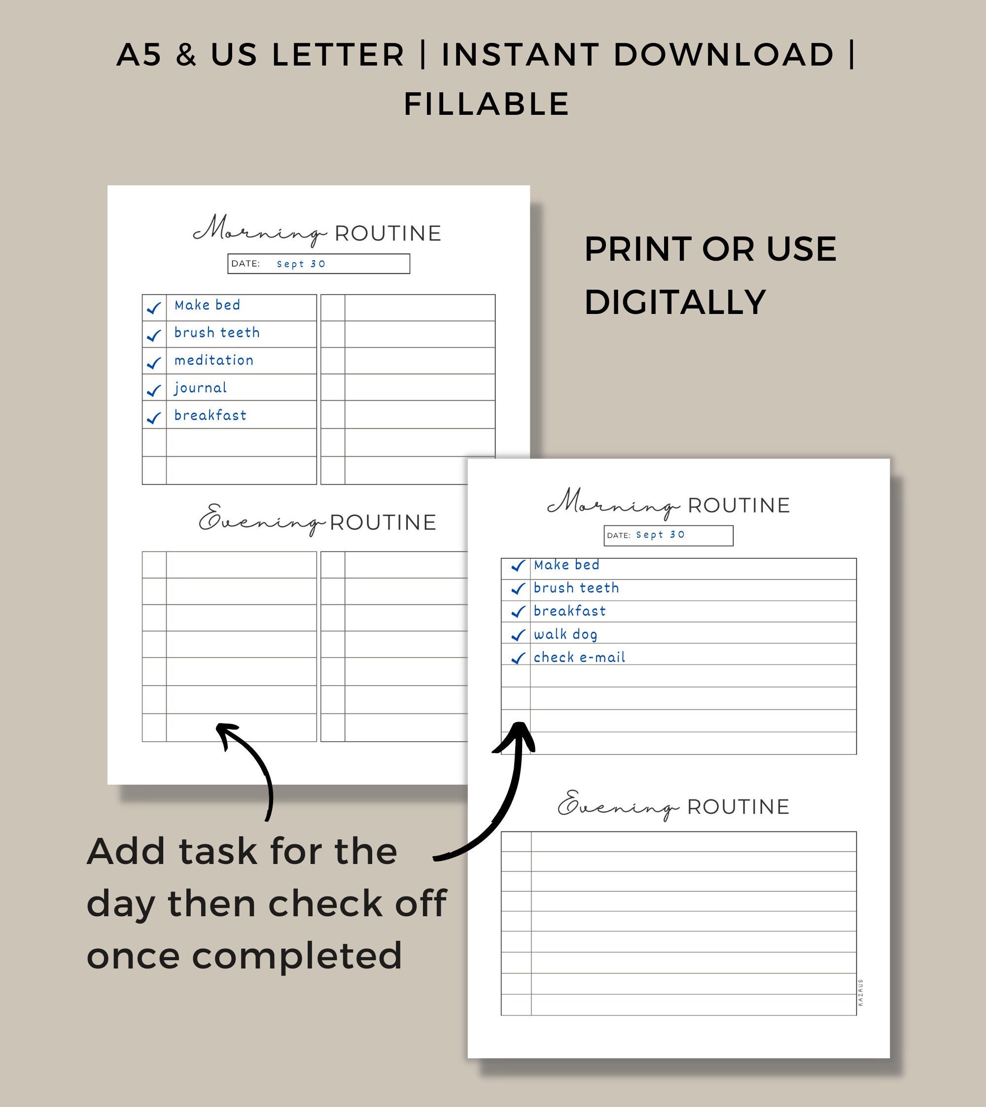Routine Planner, Chore Chart Printable, to Do List Printable, Self Care ...
