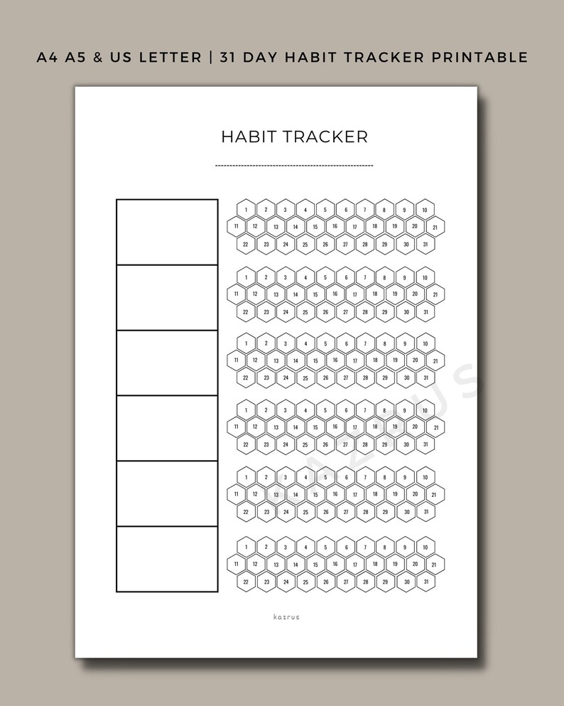 Habit Tracker Printable Habit Tracker Template PDF Fitness Tracker - Etsy