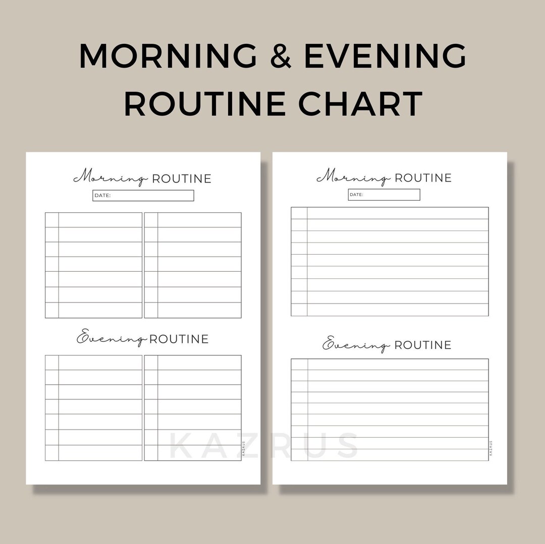 Evening Routine Fillable Morning & Evening Routine Chart, Fillable Chore List (PDF) - Etsy UK