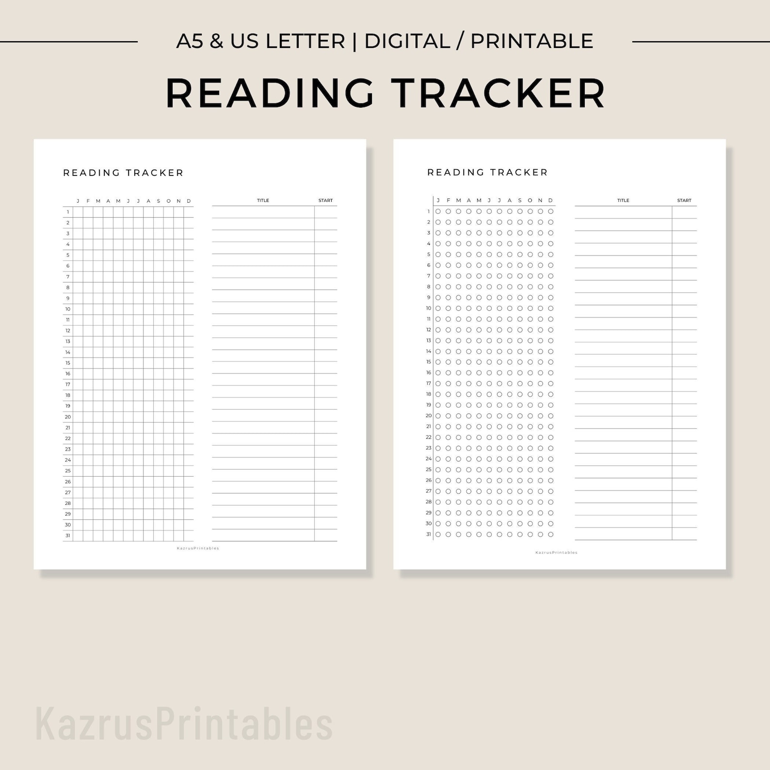 Reading Tracker Printable Reading Log Printable Etsy