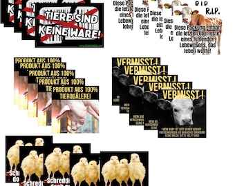 Set van 50 veganistische stickers - Veganisme, dierenrechten en activisme