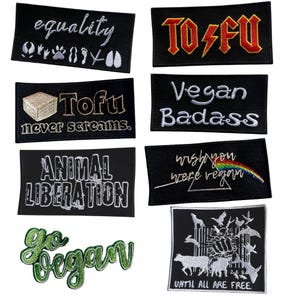 embroidered high quality patches - chose your patch! / Embroidered patch "GO VEGAN" "Equality" "Animal Liberation" "Vegan Badass" "TOFU"...