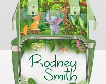 Diaper Bag Backpack, Waterproof Diaper Bag, Custom Baby Boy Jungle Diaper Bag, Personalized Diaper Bag, Mommy Bag, Baby Shower Gift