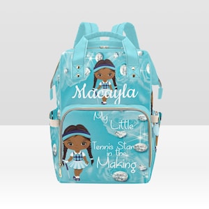 Diaper Bag Backpack, Waterproof Diaper Bag, Custom Baby Girl Tennis Star Diaper Bag, Personalized Diaper Bag, Mommy Bag, Baby Shower Gift