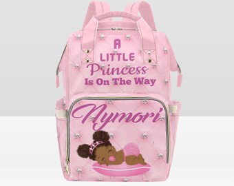 Diaper Bag Backpack, Waterproof Diaper Bag, Custom Baby Girl Pink Diamond Diaper Bag, Personalized Diaper Bag, Mommy Bag, Baby Shower Gift