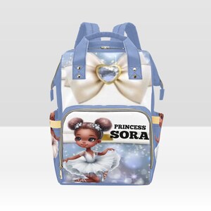 Diaper Bag Backpack, Waterproof Diaper Bag, Custom Baby Girl Blue and White Diaper Bag, Personalized Diaper Bag, Mommy Bag, Baby Shower Gift