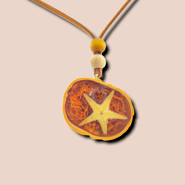 Marine necklace, Starfish pendant, Epoxy necklace, Meaning necklace, Nautical necklace, Real starfish