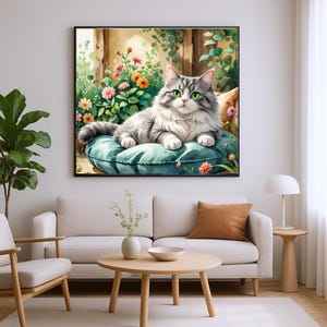 Set of 4 Watercolor Cat Posters | Feline Wall Art | Animal Wall Decor | Cute Cat Posters Living Room Bedroom Office