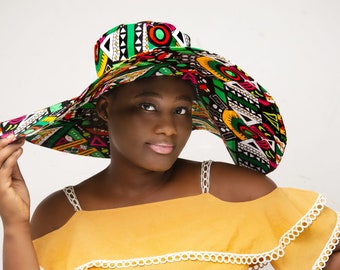 Elegant African/Ankara wide brim sn hat