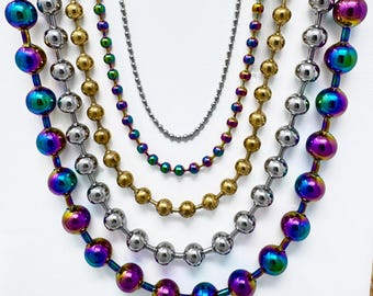 Stainless Steel Ball Chain Necklace, 2–10mm, 16–36 Inches, Choose Finish P274