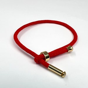 Cotton Cord Bracelet Finding Plated Red Real Gold Plated Adjustable Size P284