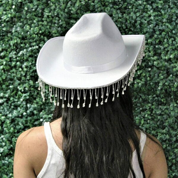 White Glitter Cowboy Hat Etsy