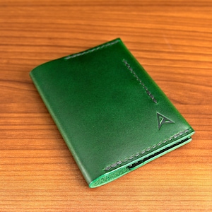 Tarjetero hecho a mano, billetera de cuero, plegable