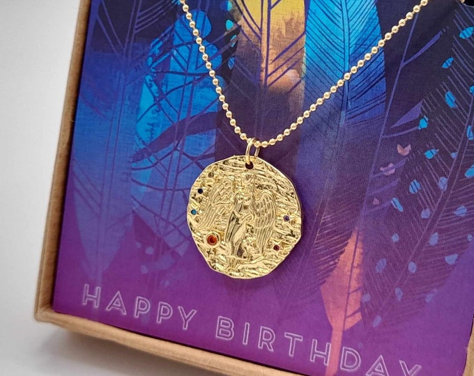 Virgo Zodiac Necklace , 18k Gold filled Virgo Zodiac Coin Necklace, Cubic Zirconia, Astrology Jewellery, Gift For Her, Birthday Gift