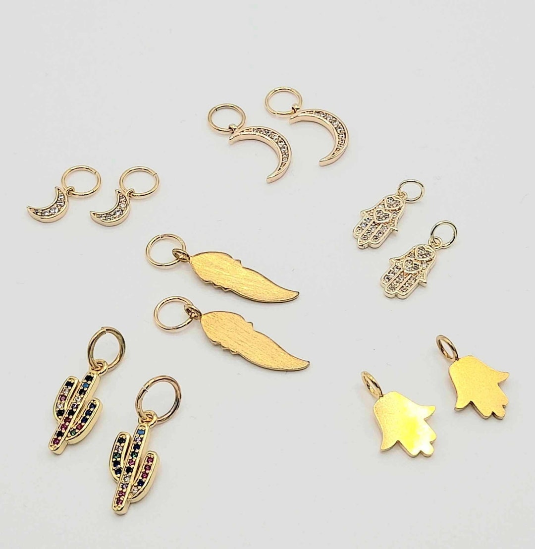 Set of 2, Interchangeable Charms, Charms for Gold Hoops, Add on Charms